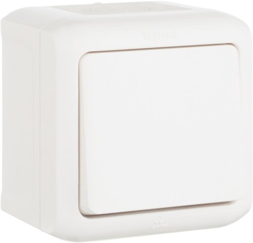 Выключатель кнопочный накладной Legrand Quteo 1-кл. IP44 белый картинка